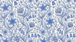 Bellflower Vinework Blue Floral Wallpaper - Vintage Flower Wall Mural Peel and Stick - Design