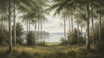Birchwater Quietude Green Forest Wallpaper - Woodland Scenery Landscape Wall Mural Peel and Stick - Design
