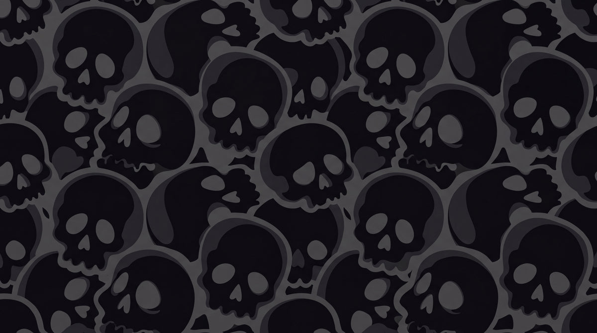 Bonework Shadows Black Gothic Wallpaper - Dark Skull Aesthetic Peel and Stick Mural - Design