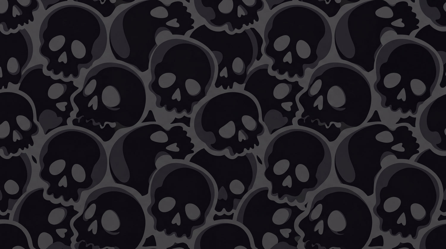 Bonework Shadows Black Gothic Wallpaper - Dark Skull Aesthetic Peel and Stick Mural - Design