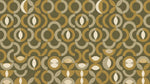 Brass Orbits Green Geometric Wallpaper - Retro Abstract Minimalist Peel and Stick Wall Mural - Design