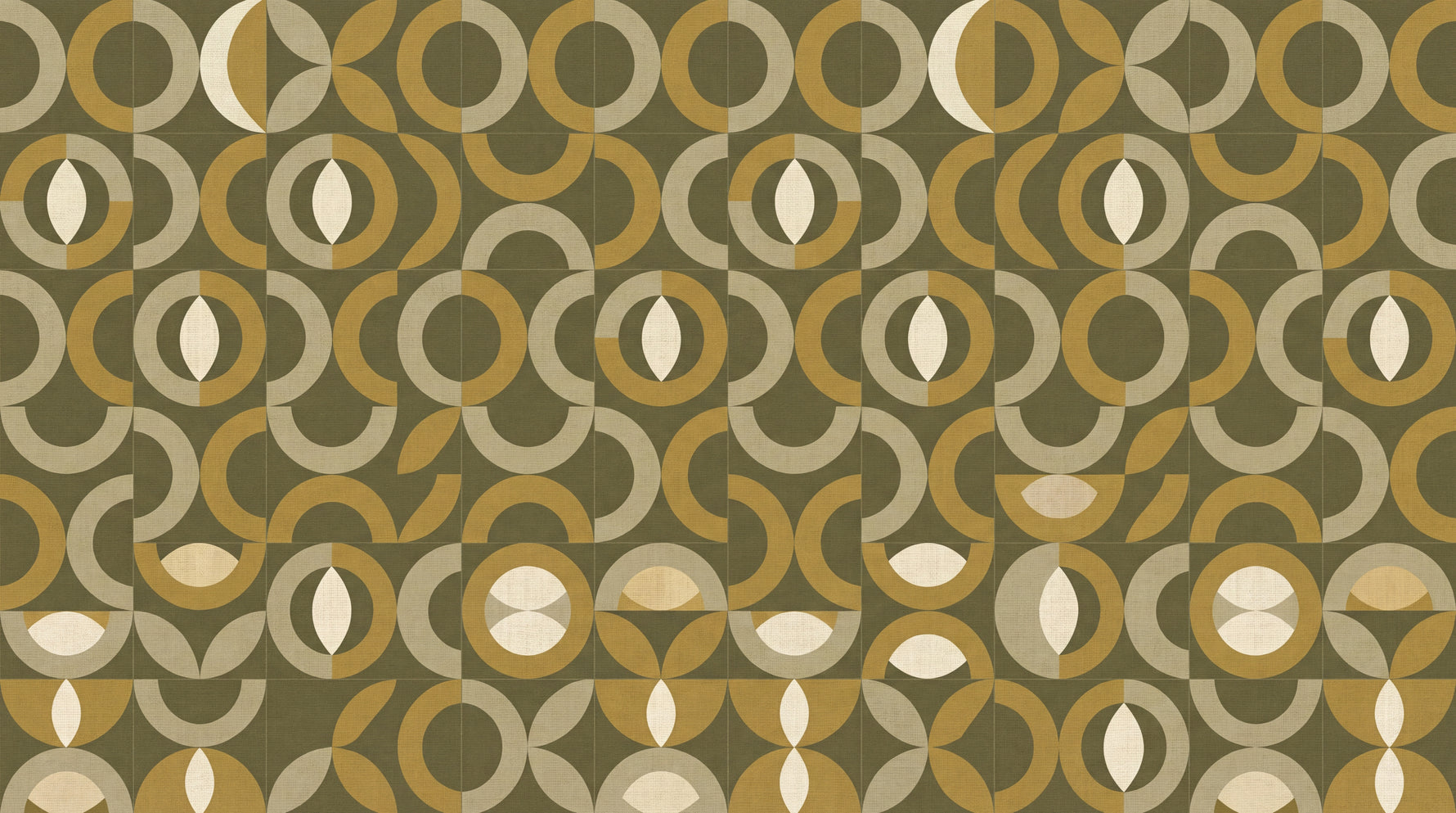 Brass Orbits Green Geometric Wallpaper - Retro Abstract Minimalist Peel and Stick Wall Mural - Design