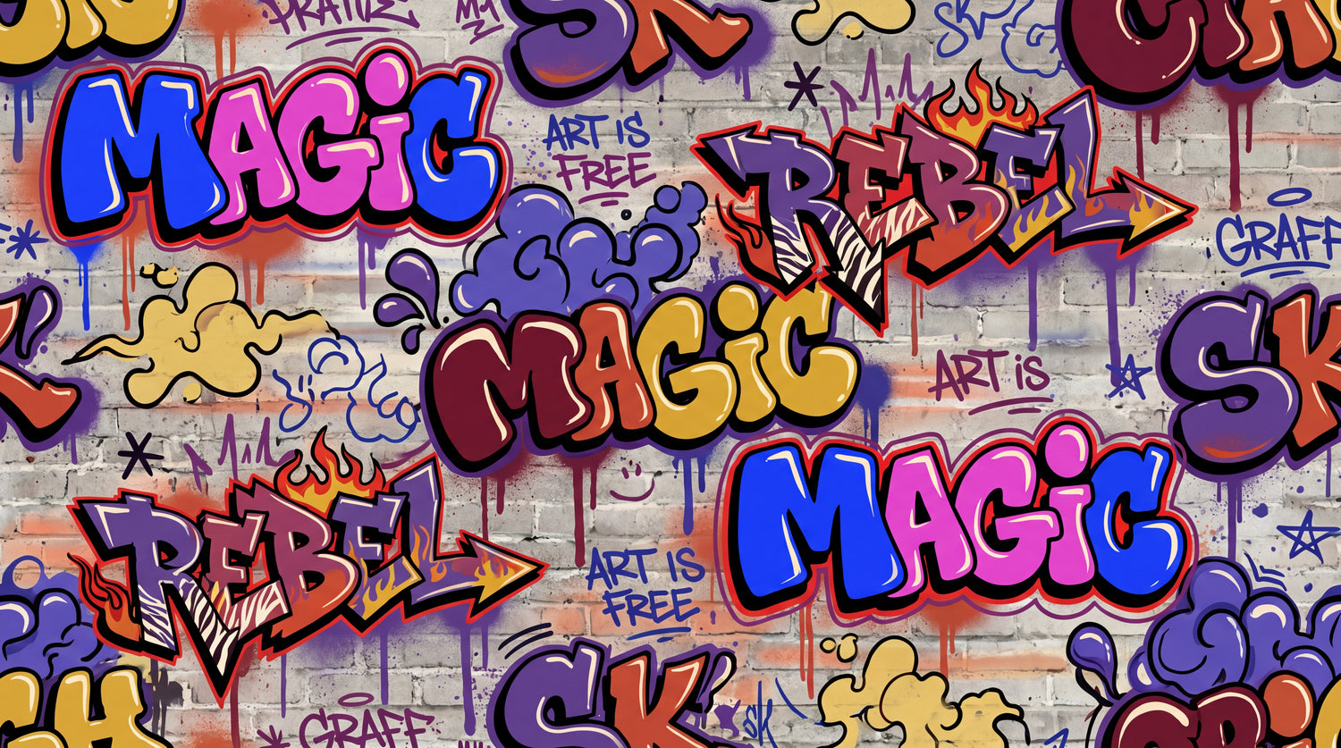 Brazen Roar Purple Graffiti Wallpaper - Dark Purple Brick Violet Aesthetic Peel and Stick Wall Mural - Design