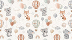 Breezy Wanderers Nursery Wallpaper for Kids - Pastel Fox Elephant Peel and Stick Wall Mural - Design