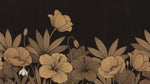 Bronzed Tulipa Dark Floral Wallpaper - Black Flower Vintage Wall Mural Peel and Stick - Design