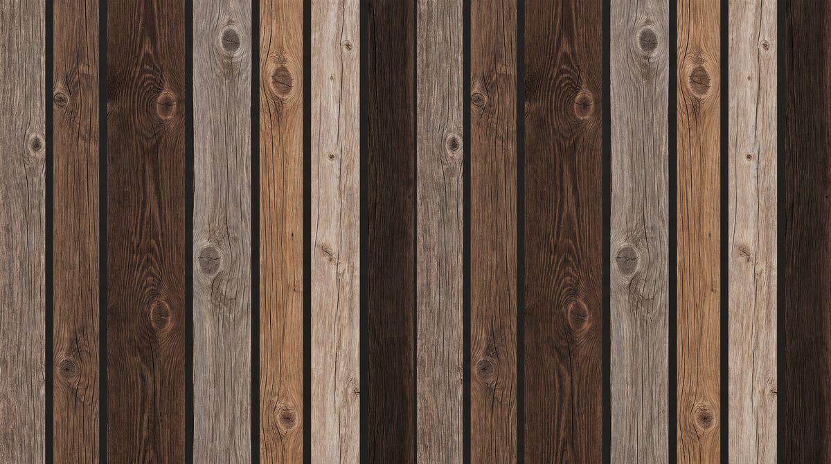 Cabinwood Stave Brown Wood Wallpaper - Wood Panel Peel and Stick Wood Effect Woodland Mural - Design