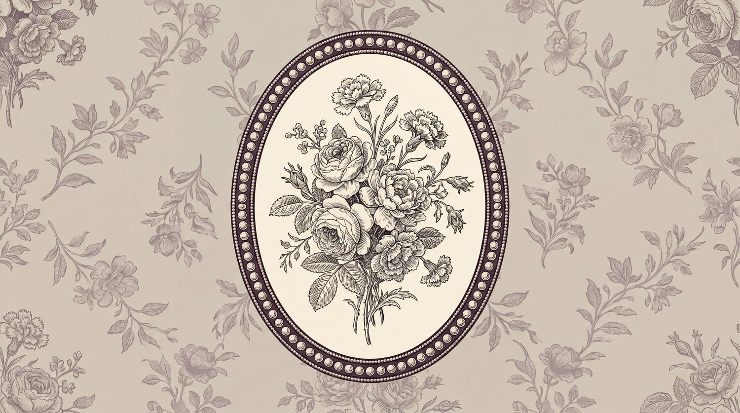 Cameo Sonnet Beige Victorian Wallpaper - Vintage Rose Floral Botanical Damask Peel and Stick Wall Mural - Design