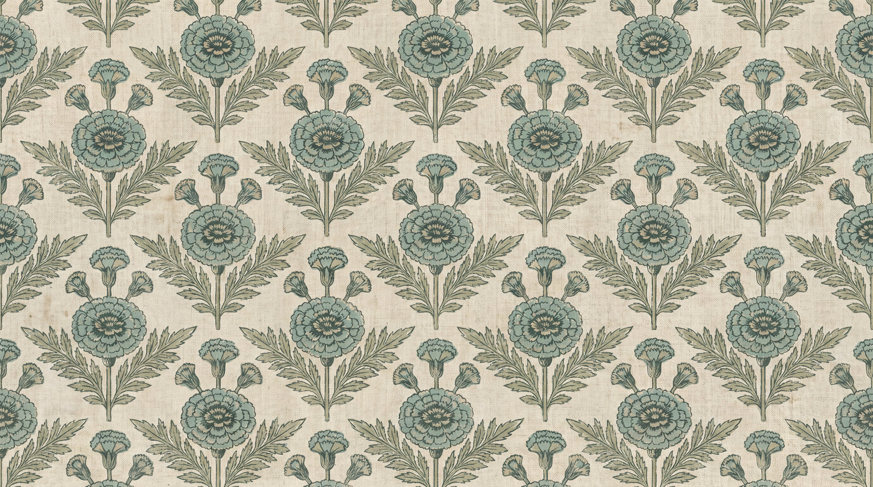 Carnation Hourglass - Beige Victorian Wallpaper Vintage Floral - Teal Damask Botanical Peel and Stick - Design