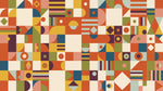 Cassette Bloom Orange Geometric Wallpaper - Abstract Retro Minimalist Peel and Stick Wall Mural - Design