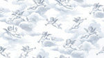 Cherub Chorus Blue Cloud Wallpaper - Vintage Sky Wallpaper Peel and Stick Victorian Damask Mural - Design