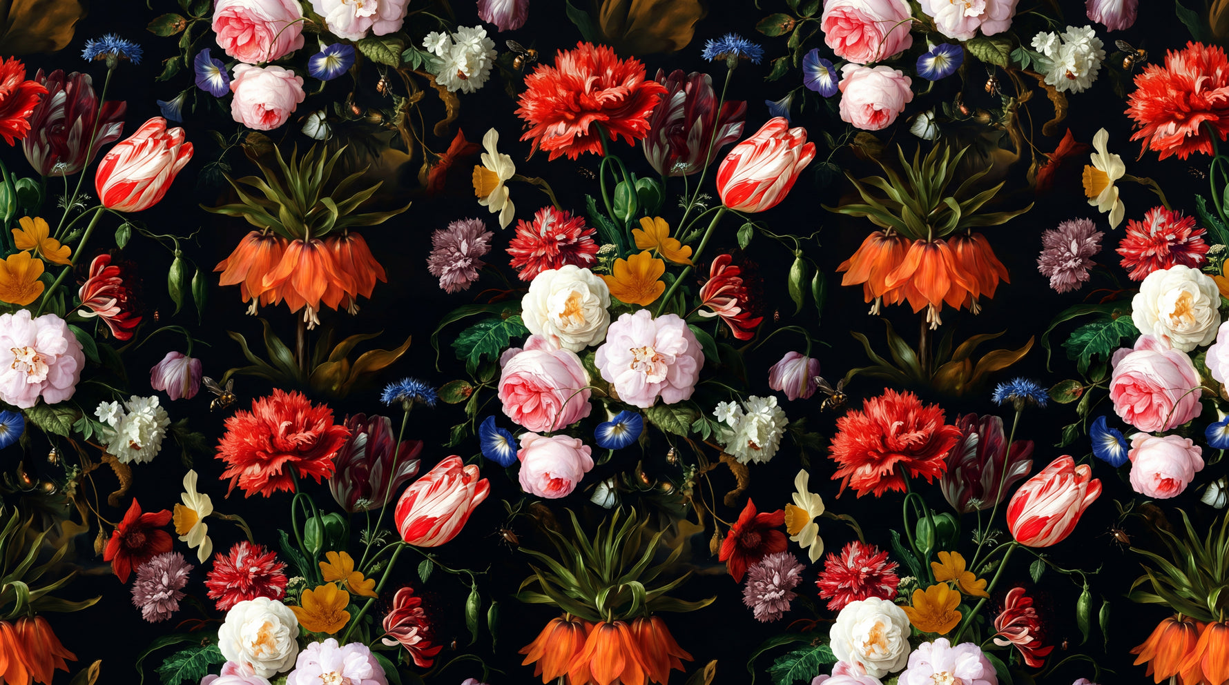 Chiaroscuro Flourish Dark Rose Wallpaper - Black Floral Red Rose Beautiful Flower Peel and Stick - Design
