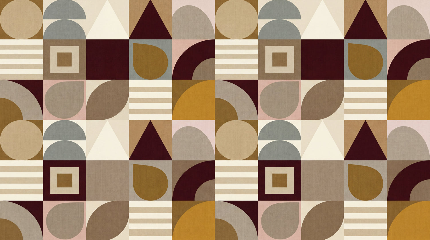 Clay Geometry Beige Abstract Wallpaper - Geometric Retro Minimalist Peel and Stick Wall Mural - Design