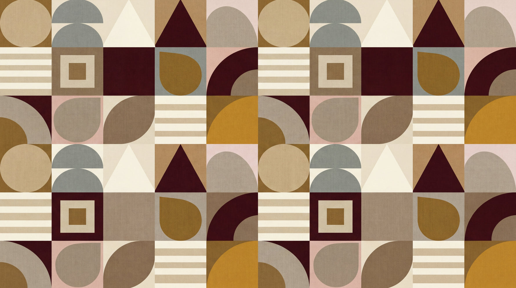 Clay Geometry Beige Abstract Wallpaper - Geometric Retro Minimalist Peel and Stick Wall Mural - Design