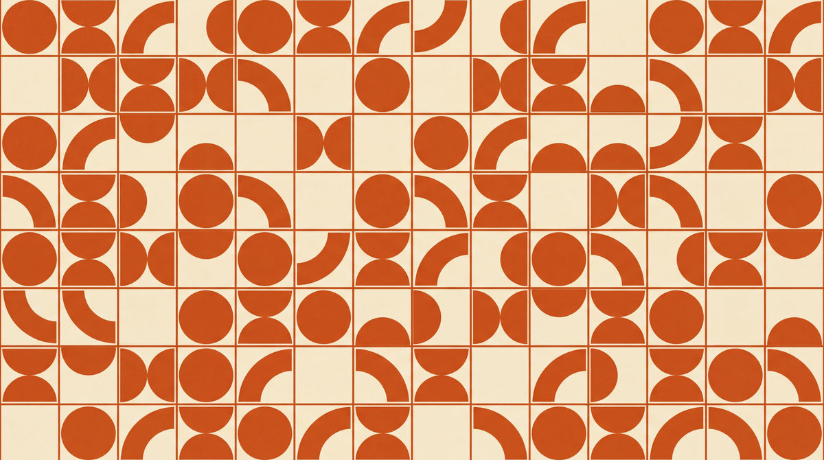 Clay Rhythm Orange Geometric Wallpaper - Retro Abstract Minimalist Peel and Stick Wall Mural - Design