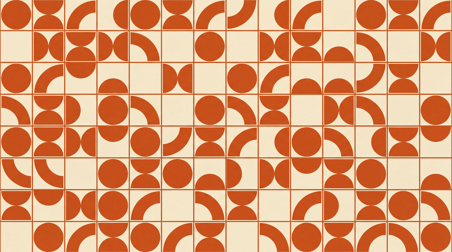 Clay Rhythm Orange Geometric Wallpaper - Retro Abstract Minimalist Peel and Stick Wall Mural - Design