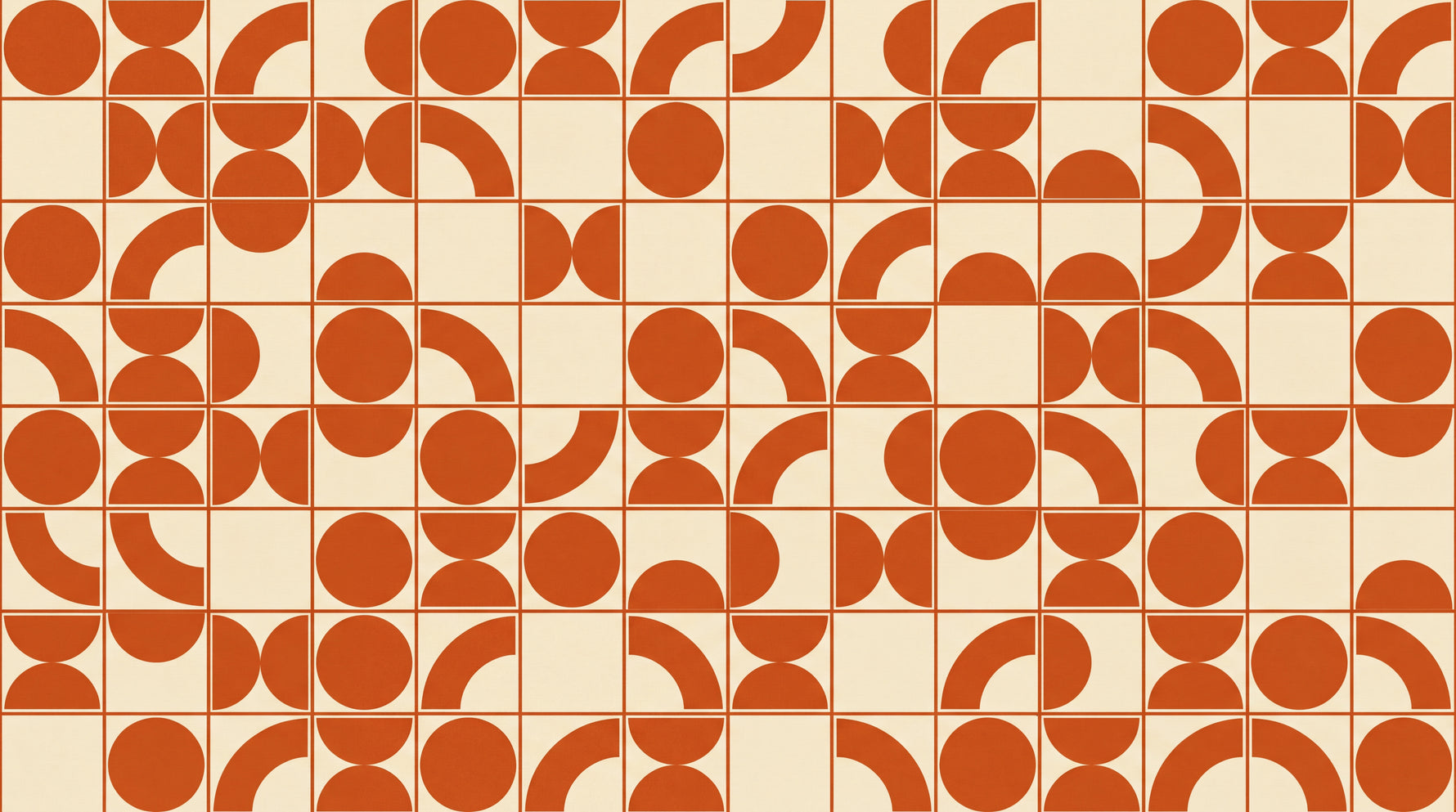 Clay Rhythm Orange Geometric Wallpaper - Retro Abstract Minimalist Peel and Stick Wall Mural - Design