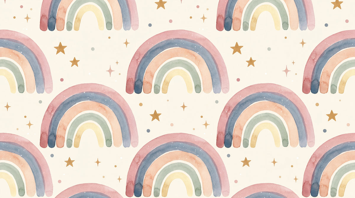 Cloudberry Lullaby Pastel Kids Wallpaper for Nursery - Boho Peel and Stick Wall Mural - Design