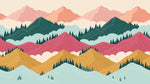 Coral Crestline Pink Mountain Wallpaper - Boho Landscape Scenery Wall Mural Peel and Stick - Design