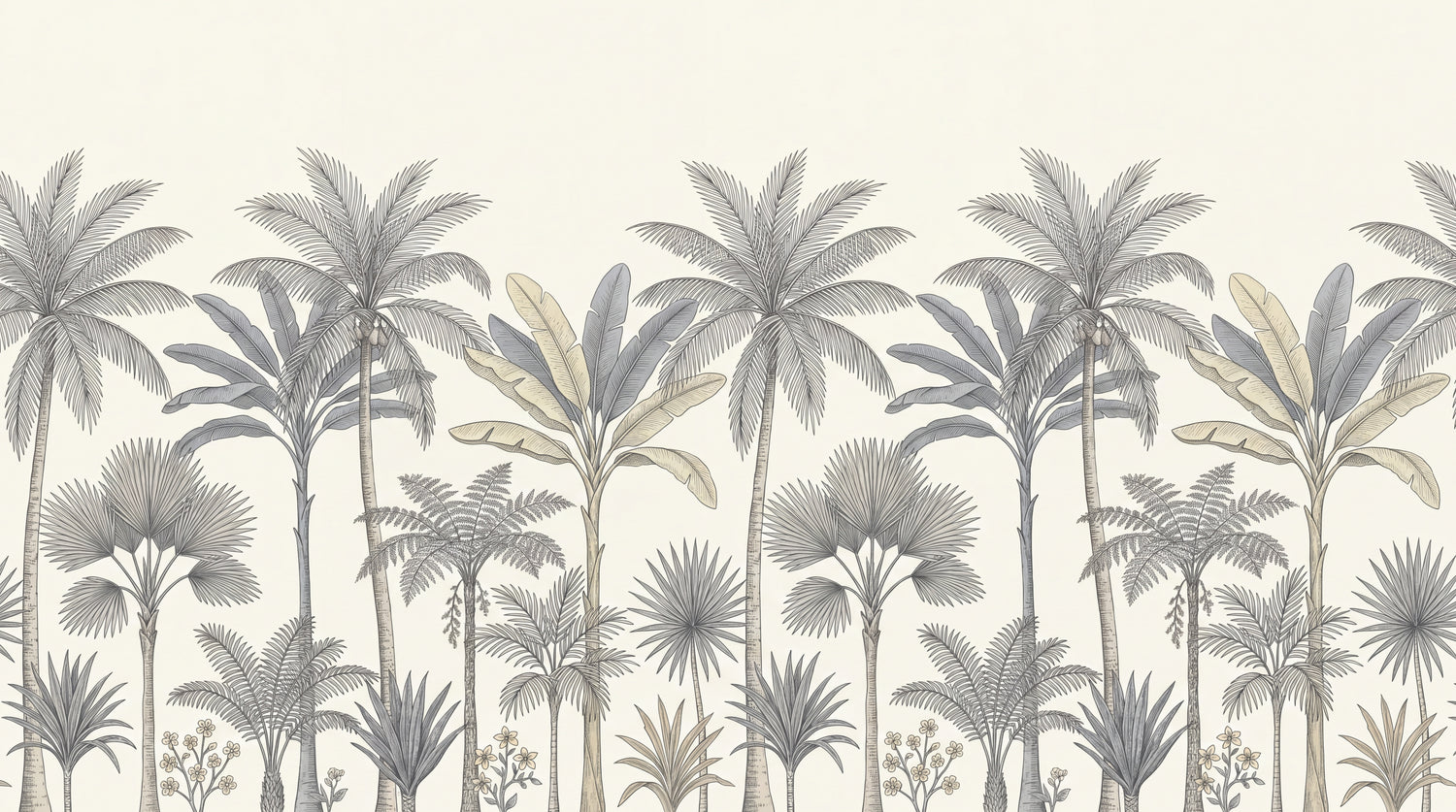 Coral Mirage Beige Tropical Wallpaper - Palm Tree Jungle Botanical Greenery Leaf Wall Mural - Design