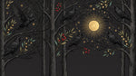 Corvid Solstice Black Gothic Wallpaper - Dark Academia Forest Woodland Wall Mural - Design