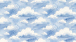 Daydream Puffs Blue Cloud Wallpaper for Kids Nursery - Light Blue Sky Peel and Stick Wall Mural - Design