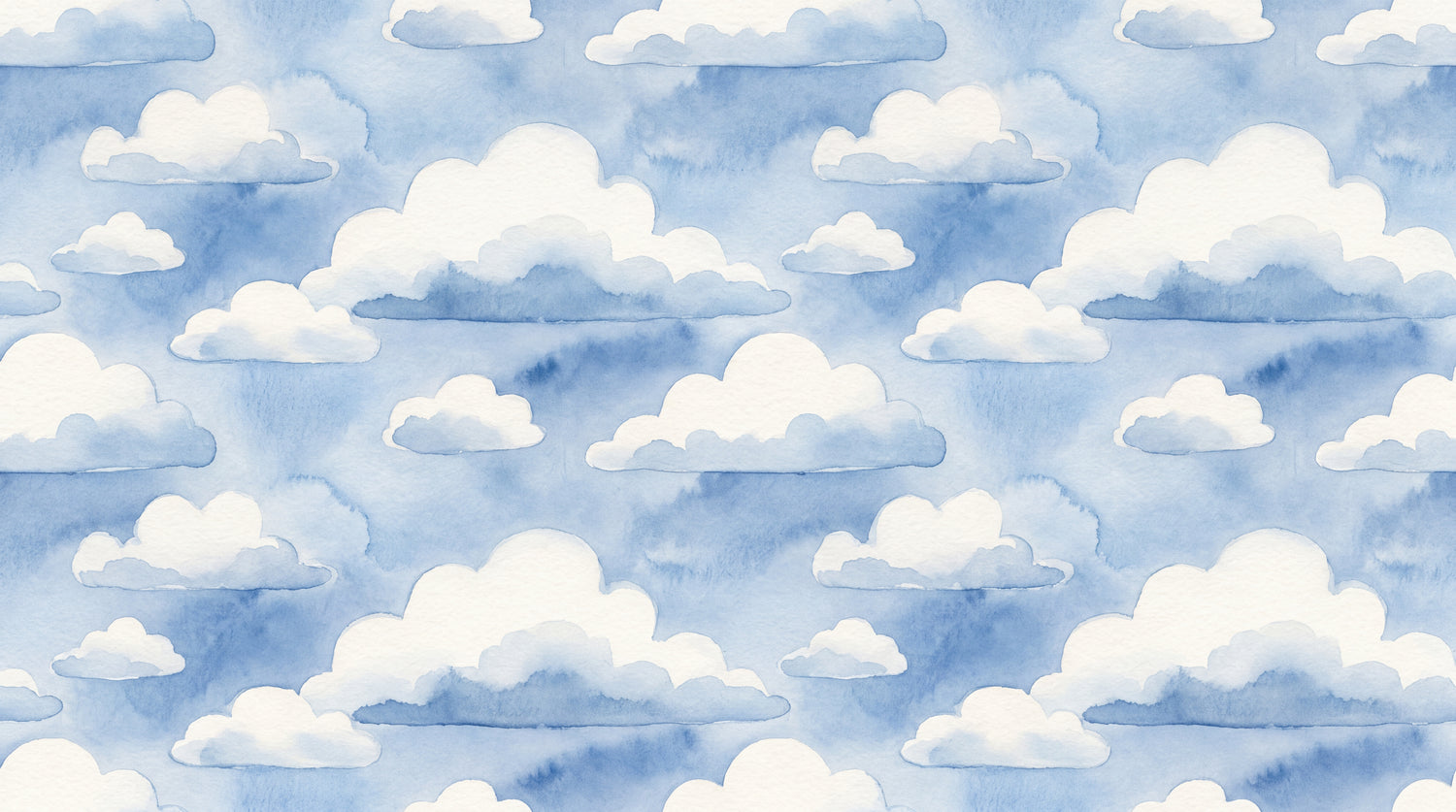 Daydream Puffs Blue Cloud Wallpaper for Kids Nursery - Light Blue Sky Peel and Stick Wall Mural - Design