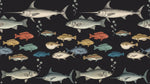 Deepwater Voyage Dark Fish Wallpaper - Ocean Animal Sea Peel and Stick Wall Mural - Design