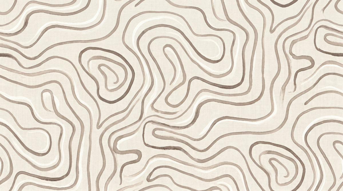 Drifting Contours - Beige Abstract Wallpaper - Minimalist Geometric Peel and Stick Wall Mural - Design