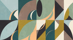 Drifting Crescents Green Geometric Wallpaper - Abstract Minimalist Mid-Century Peel and Stick Wall Mural - Design