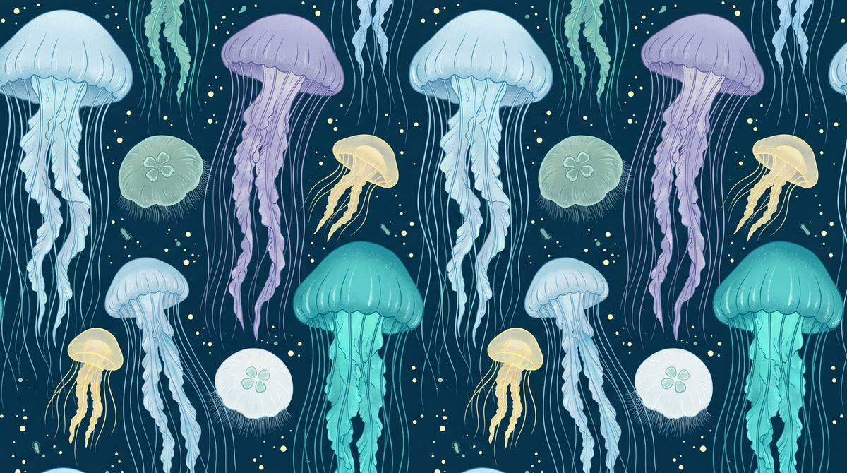 Drifting Lumen - Blue Ocean Wallpaper Pastel Sea Wave Peel and Stick Mural - Design