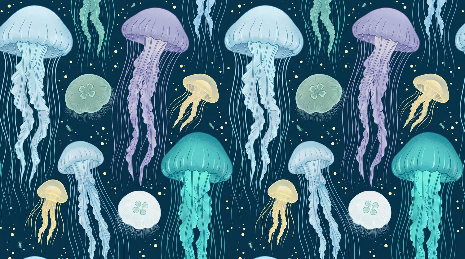 Drifting Lumen - Blue Ocean Wallpaper Pastel Sea Wave Peel and Stick Mural - Design