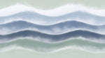 Drifting Tides - Blue Ocean Wallpaper - Navy Sage Green Wave Abstract Peel and Stick Mural - Design