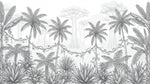 Driftwood Expedition Gray Tropical Wallpaper - Palm Tree Jungle Botanical Leaf Peel and Stick Mural - Design