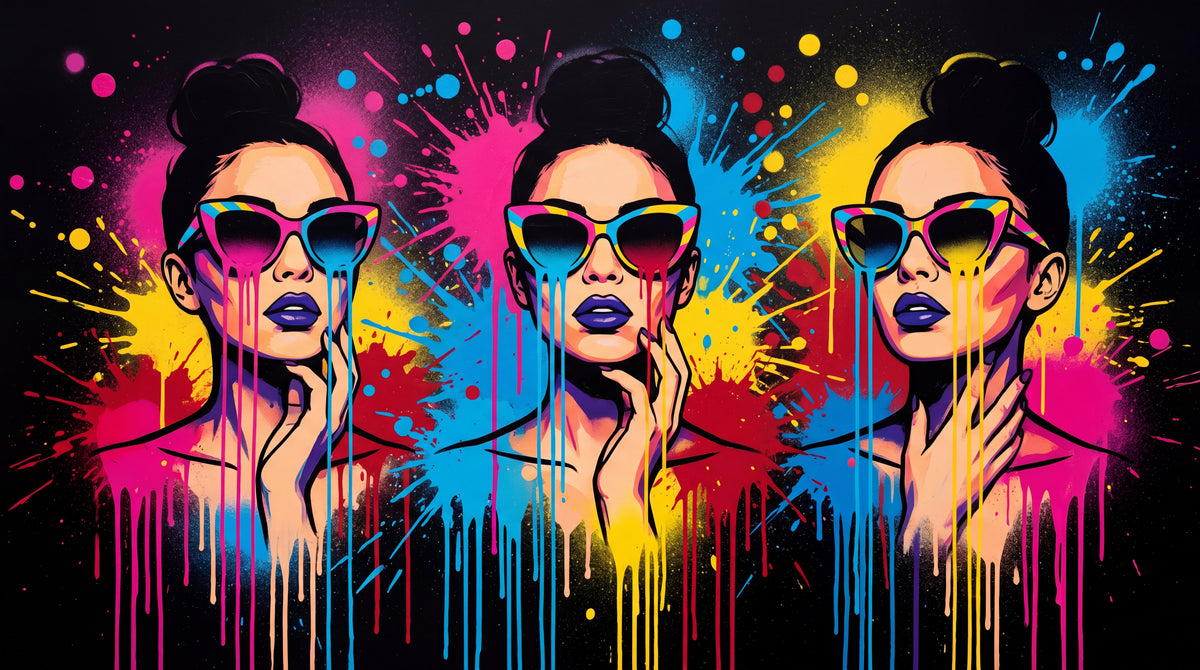 Dripping Siren - Black Graffiti Wallpaper - Pop Art Street Style Bold Pink Splatter Peel and Stick - Design