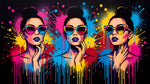 Dripping Siren - Black Graffiti Wallpaper - Pop Art Street Style Bold Pink Splatter Peel and Stick - Design