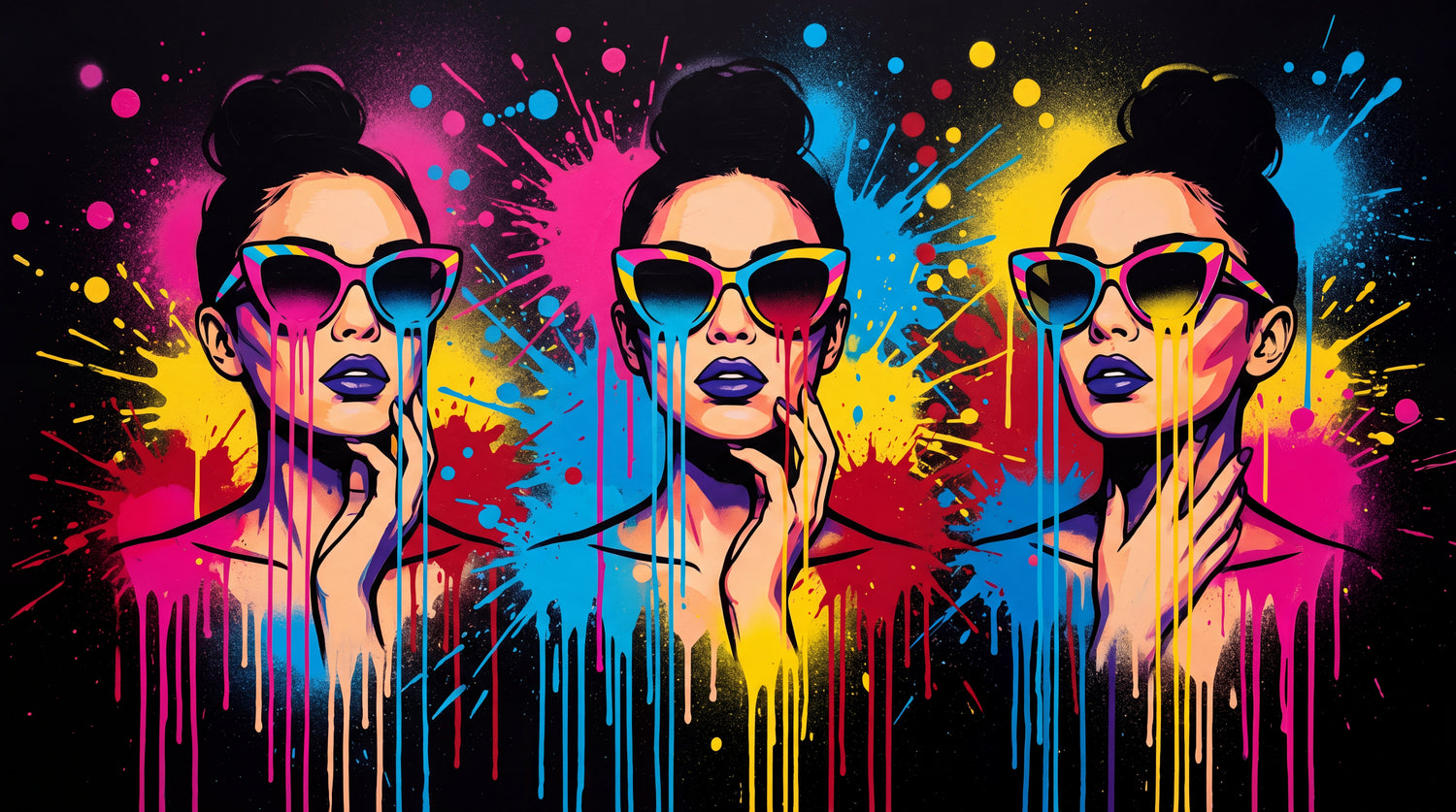 Dripping Siren - Black Graffiti Wallpaper - Pop Art Street Style Bold Pink Splatter Peel and Stick - Design
