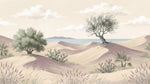 Dune Solace Beige Landscape Wallpaper - Scenery Lavender Cactus Wall Mural Peel and Stick - Design