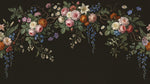 Duskbloom Cascade Dark Floral Wallpaper - Black Vintage Rose Flower Peel and Stick Wall Mural - Design
