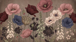Dusky Apothecary - Brown Vintage Wallpaper Floral Botanical Flower Wall Mural Peel and Stick - Design
