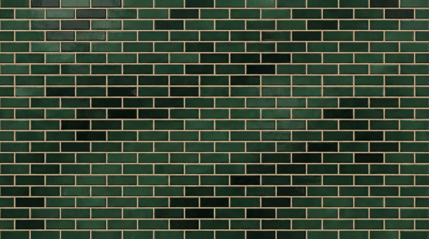 Emerald Foundry - Green Brick Wallpaper - Emerald Green Brick Effect Peel and Stick Wall Mural - Design