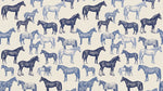 Equine Sketchbook Blue Horse Wallpaper - Navy Blue and White Cream Animal Peel and Stick Wall Mural - Design