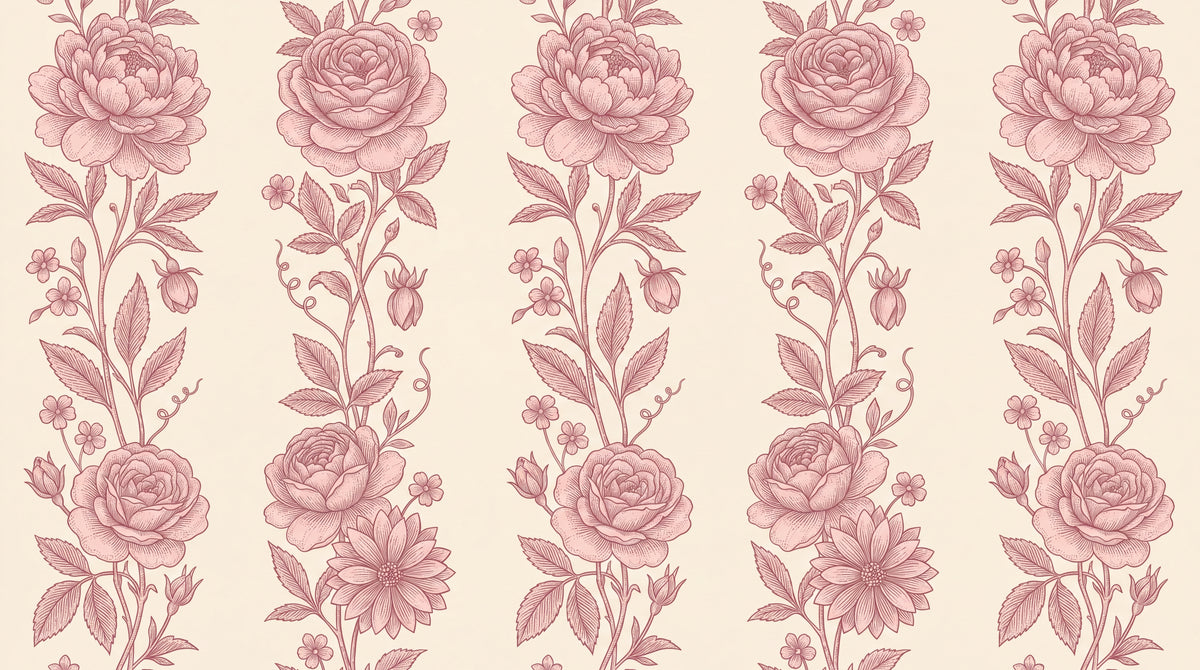 Etched Rosemark Pink Rose Wallpaper - Pink Flower Wallpaper Floral Peel and Stick - Design