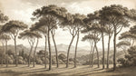 Etched Vale Beige Forest Wallpaper - Vintage Landscape Scenery Wall Mural Peel and Stick - Design