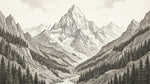 Etched Wilderness Beige Mountain Wallpaper - Sketched Landscape Wallpaper Peel and Stick Scenery Wall Mural - Design