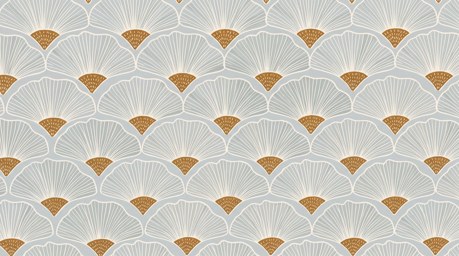 Fanlight Ginkgo - Gray Art Deco Wallpaper - Vintage Geometric Botanical Floral Leaf Peel and Stick - Design