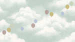 Featherlight Balloons Pastel Nursery Wallpaper for Kids - Cloud Sky Blue Peel and Stick Wall Mural - Design