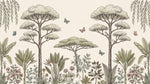 Fernlight Hare Beige Forest Wallpaper - Greenery Botanical Woodland Leaf Rabbit Peel and Stick Wall Mural - Design