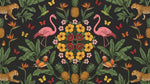 Flamingo Hibiscus Rhapsody Dark Floral Wallpaper - Dark Green Flower Wallpaper Peel and Stick - Design