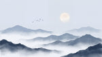 Floating Peaks Gray Mountain Wallpaper - Minimalist Landscape Scenery Wall Mural Peel and Stick - Design