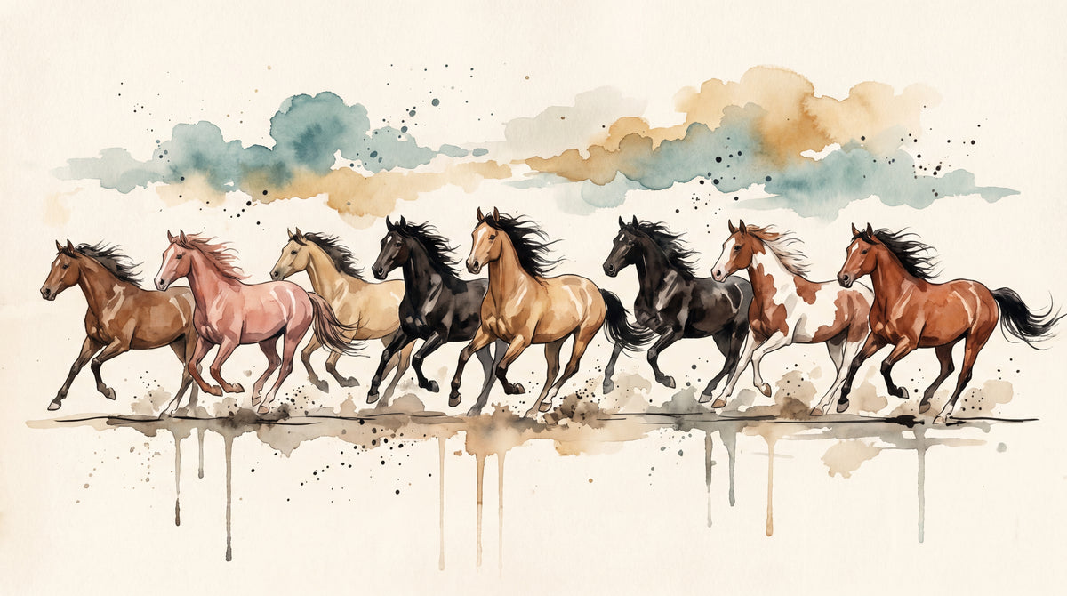 Galloping Ochre Horse Wallpaper - Brown Animal Wallpaper Peel and Stick 7 Horse Wall Mural - Design